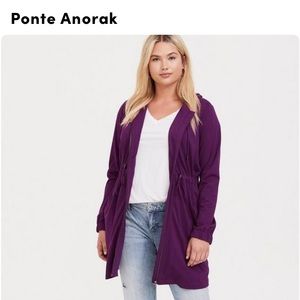 Torrid Size 2 purple ponte anorak jacket